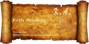 Koth Antónia névjegykártya